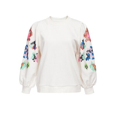 Bronx Embroidered Cotton Sweater - Off White