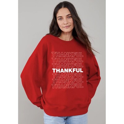 Alexa Oversized Thankful Sweatshirt - Red