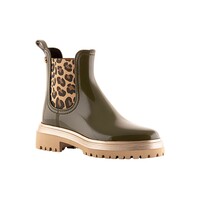 Image of Nixie 01 Vegan Jelly Boots - Military Green & Leopard