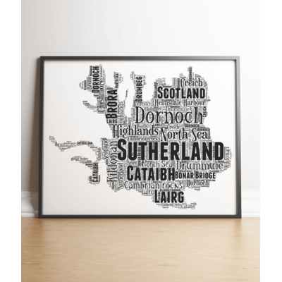 Sutherland - Personalised Word Art Map