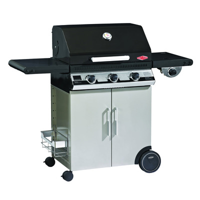 BeefEater Discovery 1100E Series 3 Burner Gas Barbecue with Cabinet Trolley and Side Burner