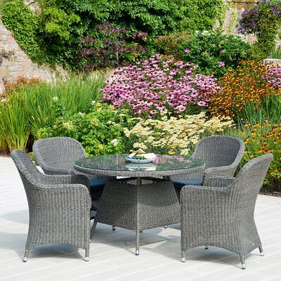 Alexander Rose Monte Carlo 4 Seater Closed Weave Armchair Round Set