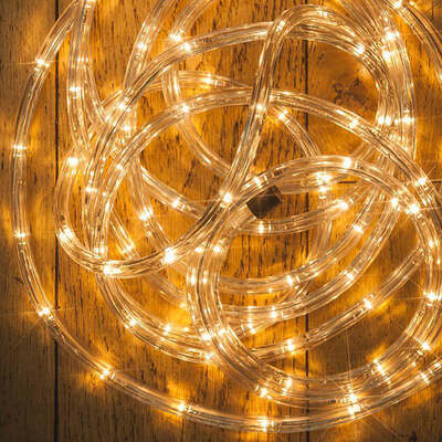 Warm White Multi Function LED 10mm Rope Light with Timer, 20m