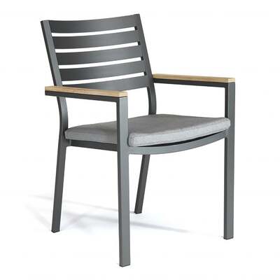 Kettler Elba Teak Arm Aluminium Dining Chair with Cushion