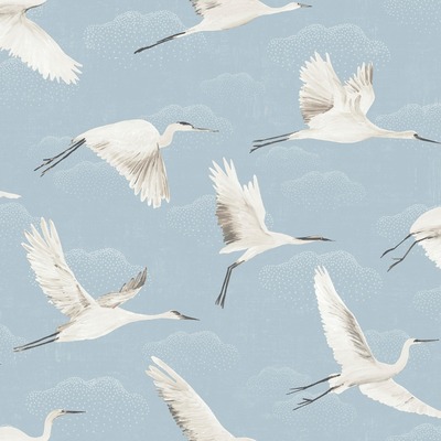 In Flight Cranes Wallpaper Blue World of Wallpaper AF0003