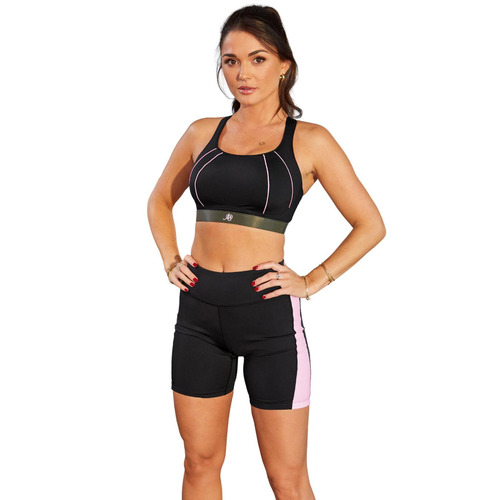 Pour Moi Energy Colour Block Cycling Short - Black/Pink/Khaki