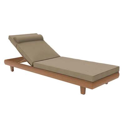 Alexander Rose Outdoor Sorrento Teak Adjustable Sunbed with Cushion, Kvadrat Khaki