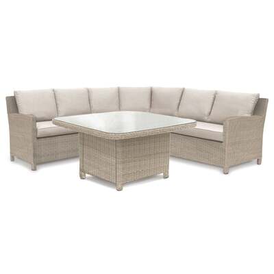Kettler Palma Grande Corner Sofa Set with Glass Top Table (Oyster Wicker)