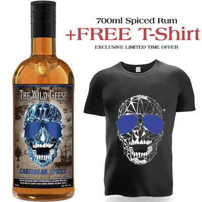 The Wild Geese® Caribbean Spiced Rum 1x700mL 40% + FREE T-Shirt