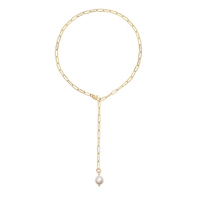 Alba Tie Gold Chain Necklace with Pearl Pendant