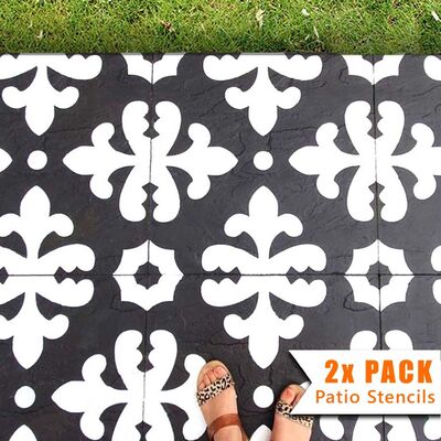 Florence Patio Stencil - Square Slabs - 600mm - 4x Small Pattern / 2 pack (2 stencils)