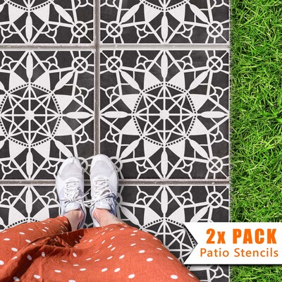 Macrame Patio Stencil - Square Slabs - 450mm - 4x Small Pattern / 2 pack (2 stencils)