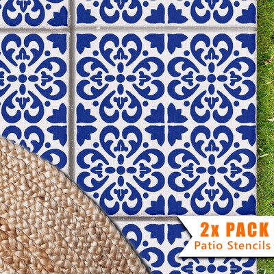 Tangier Patio Stencil - Square Slabs - 450mm - 4x Small Pattern / 2 pack (2 stencils)