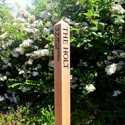 Free-Standing Oak House Sign Post