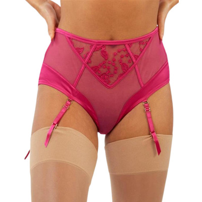 Playful Promises Lyra Embroidery High Waisted Suspender Brief