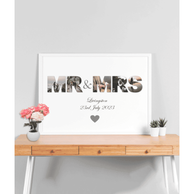 MR & MRS - Personalised Newly Wed Photo Frame Gift
