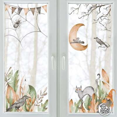 2pk Halloween Window Decal Corners - 74 x 74 cm / Top Right/Bottom Left