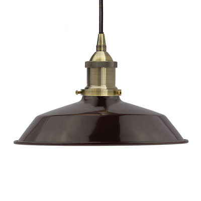 Soho Lighting Burgundy Red Small Trinity Metal Painted Pendant Light with Antique Gold Lamp Holder and Brown Twisted Cable