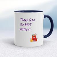 Thank God The HRT Worked! Mug – White/Navy Blue, 10oz