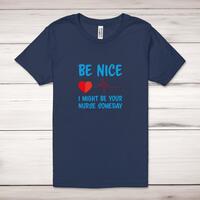 Be Nice Adult T-Shirt – Navy, Medium