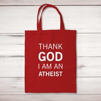Thank God I’m An Atheist Tote Bag – Red, One