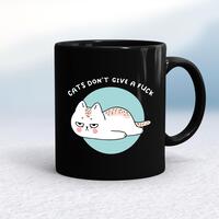 Cats Don’t Give A Fuck Mug – Black/Black, 10oz