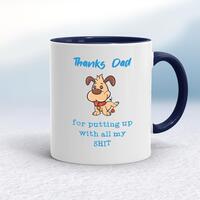 Thanks Dad – All My Shit Mug – White/Navy Blue, 10oz