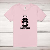 Sith Happens Adult T-Shirt – Pastel Pink, Extra Large