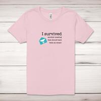 I Survived Another Meeting Adult T-Shirt – Pastel Pink, Small