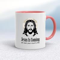 Jesus Is Coming Mug – White/Pink, 10oz