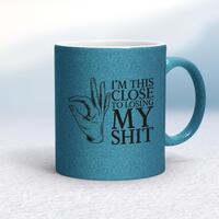 Losing My Shit Mug – Blue Glitter/White, 10oz