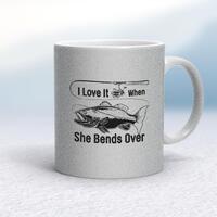 I Love It When She Bends Over Mug – Silver Glitter/White, 10oz