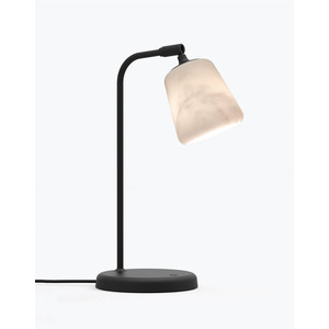 New Works Material Table Lamp - White Marble Black Sheep Edition - With Black Fittings