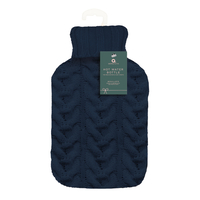 Image of Aroma Home Chunky Knit Hot Water Bottle - Navy