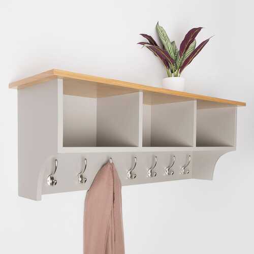 Floating Storage Shelf With Metal Hooks