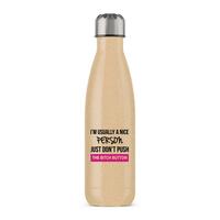 The Bitch Button Water Bottle – Gold Glitter, One