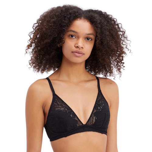 Calvin Klein Ultra-Soft Lace Plunge Bra - Black