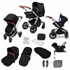Image of Ickle Bubba Stomp v4 Special Edition All In One Travel System with Galaxy Car Seat and Isofix Base (Frame: Chrome, Fabric Colour: Midnight)