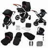 Image of Ickle Bubba Stomp v4 All In One i-Size Travel System With Isofix Base (Frame: Chrome, Fabric Colour: Midnight)