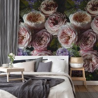 Image of Romantic Wallpaper Flowers Pink Mural Grandeco A52101
