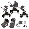 Image of ickle Bubba Eclipse 2in1 Carrycot and Pushchair (Frame: Chrome, Fabric Colour: Graphite Grey, Handle Bars: Tan)
