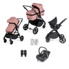 Image of Ickle Bubba Comet 3 in 1 Travel System with Astral Car Seat (Frame: Black, Fabric Colour: Dusty Pink, Handle Bars: Black)