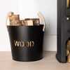Image of Rowan Small Leather Handled Fireside Wood Bucket