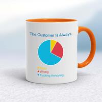 The Customer is Always Mug – White/Orange, 10oz