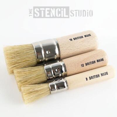 Stencil Brush Set - 3 Stencil Brushes - Get the Small Brush for FREE *Save £4.50* - No.18/12/8 - 3/2/1cm