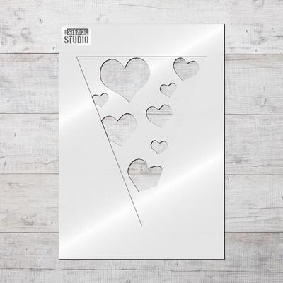Mini Hearts Bunting Stencil - S - A x B  16.5 x 21.5cm (6.5 x 8.4 inches)