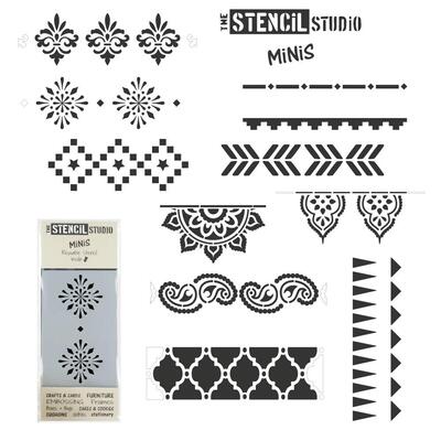 Stencil MiNiS Sets of 10 - SAVE £20! - Patterns & Borders - Set of 10 Pattern & Border Stencil MiNiS