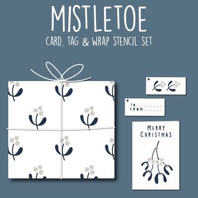 Mistletoe Card, Tag & Wrap Christmas Stencil Set - Card, Tag & Wrap Set