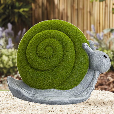 15cm Flocked Grass Effect Snail Garden Ornament