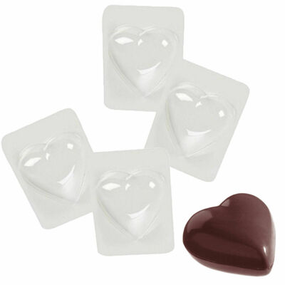 Pack of 4 Large Valentines Day Heart Chocolate Jelly Moulds